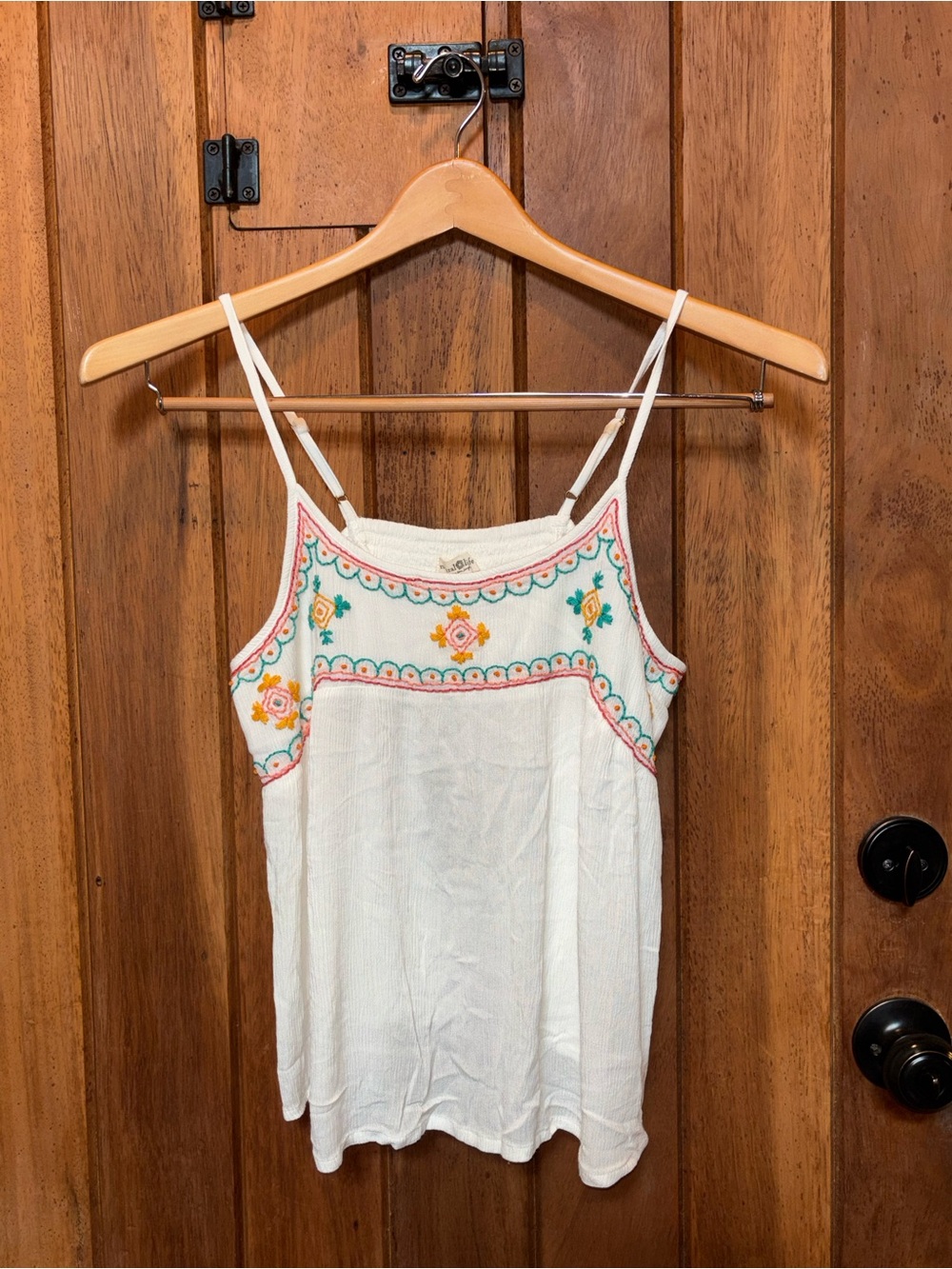 Natural Life White Embroidered Spaghetti-Strap Tank Top